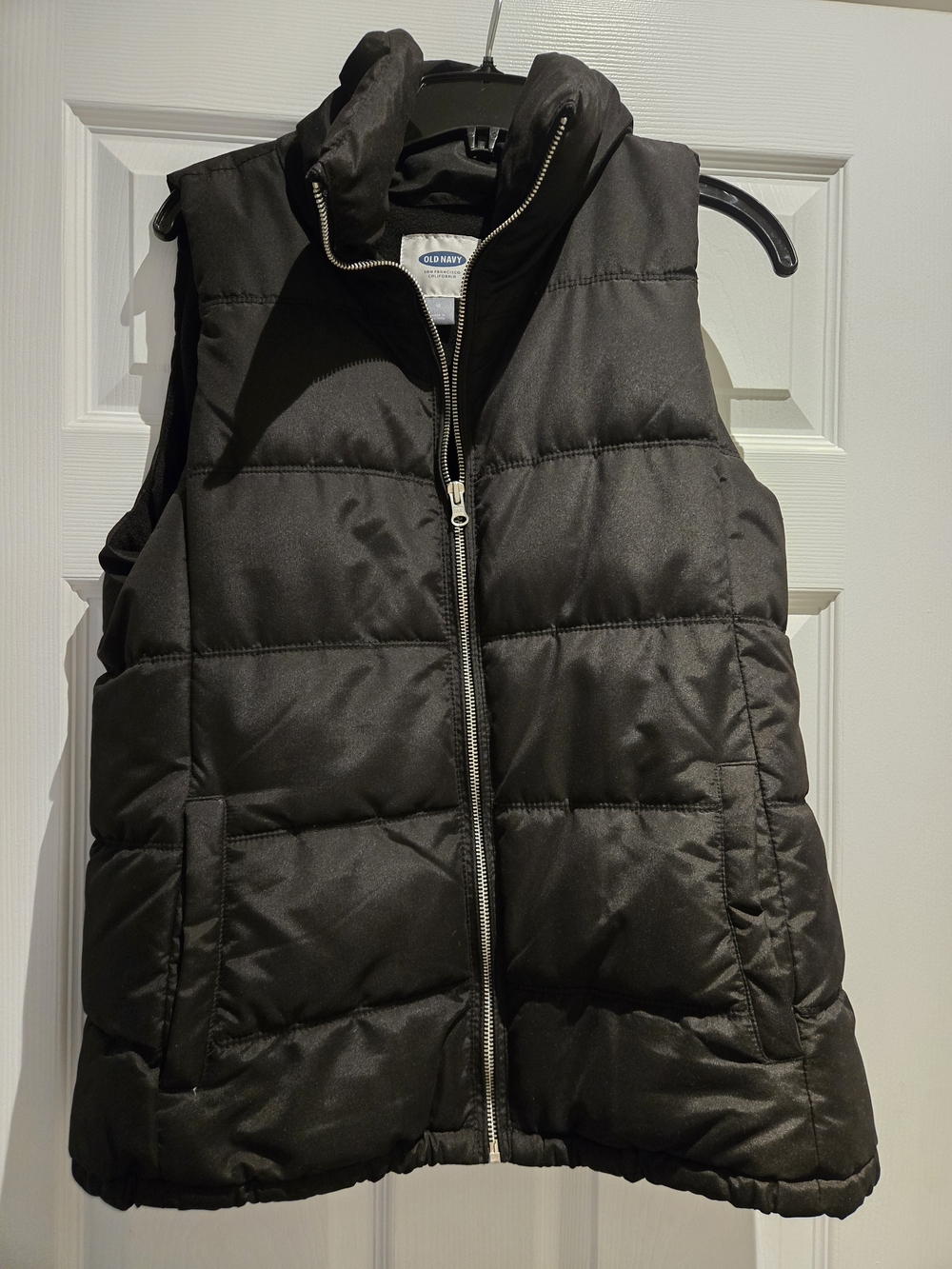 Old Navy Black Quilted Puffer Vest with High Collar
